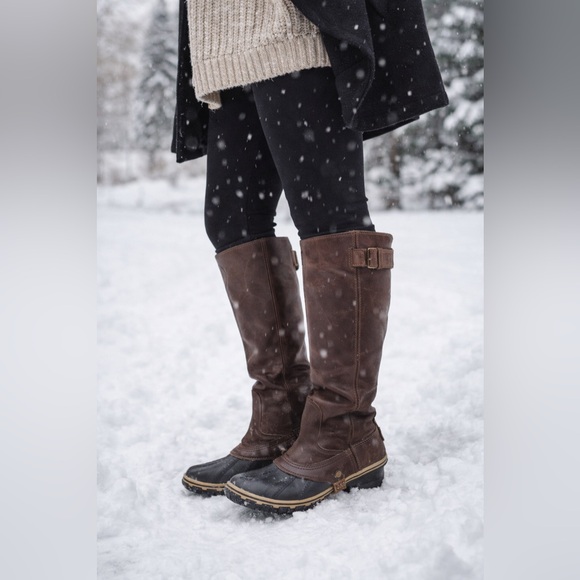 Sorel Slimpack Tall Duck Boots Brown Leather Waterproof Riding Boot 8.5 NL2007 - Picture 15 of 15